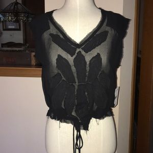 [Free People] Black Blouse Crop Top | Size S